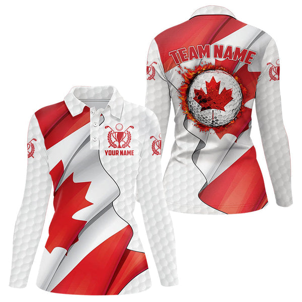 Maxcorners Canadian Flag Golf Polo Shirts For Men Custom team golf jerseys, patriotic golf shirts