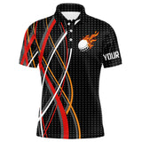 Maxcorners Mens Golf polo shirts flame golf ball sport Custom golf outfit for men, unique golf gifts | Black LM1506