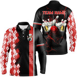 Maxcorners Black And Red Argyle Pattern Bowling Beer Custom Bowling Shirts Bowling Team League Jerseys For Men And Women