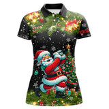 Maxcorners Santa Golfer Christmas pattern Women golf polo shirt custom ladies golf tops, Christmas golf gift