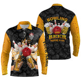 Maxcorners Funny Bowling Beer Skull Customized Name 3D Shirt