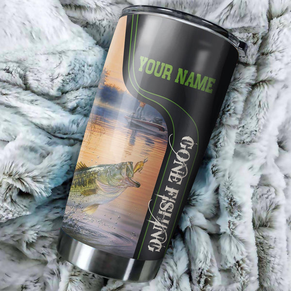 Maxcorners Bass Fishing Tumbler Gone Fishing Customize Name