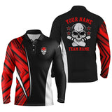 Maxcorners Black And Red Camo Bowling Team Skull Customized Name And Team Name 3D Shirt