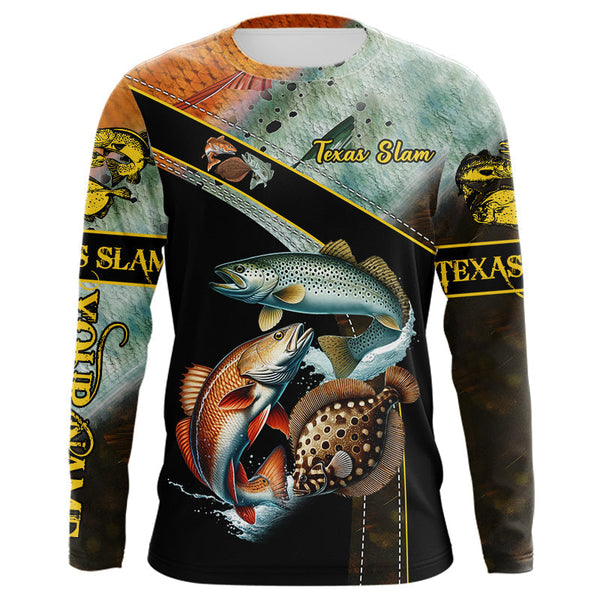 Maxcorners Redfish, Trout, Flounder fishing scales Custom long sleeve fishing shirts, TX Slam fishing jerseys LM0607