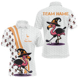 Maxcorners Funny Mens golf polo shirt custom Halloween flamingo pattern white golf shirt LM0803