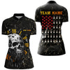 Maxcorners Skull Bowling Camo American Flag Custom Bowling Polo Shirts Bowling Team Jerseys For Men And Women