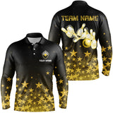 Maxcorners Personalized Mens Bowling Shirt golden star Bowling Ball and Pins Team bowling jerseys Bowler