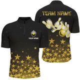 Maxcorners Personalized Mens Bowling Shirt golden star Bowling Ball and Pins Team bowling jerseys Bowler