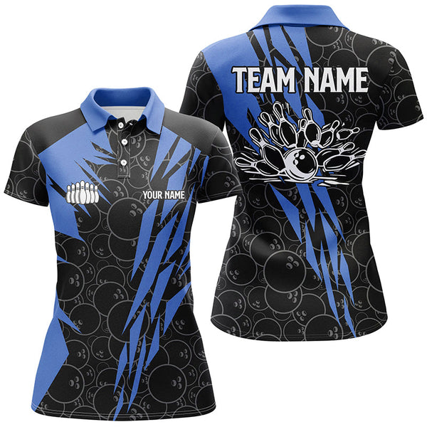 Maxcorners Black Bowling Camo Mens Polo Bowling Shirt Custom Bowling Strike Team League Jerseys