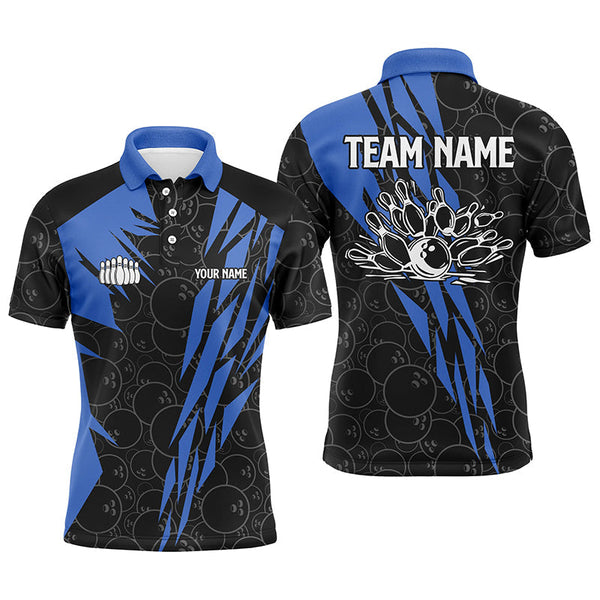 Maxcorners Black Bowling Camo Mens Polo Bowling Shirt Custom Bowling Strike Team League Jerseys