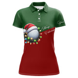 Maxcorners Red and Green Christmas Golf ball Women golf polo shirt custom ladies golf tops Christmas golf gif