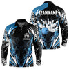 Maxcorners Black And Blue Lighting Thunder Camo For Mens And Women Bowling Polo Shirt Custom Team Bowling Jerseys