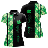 Maxcorners Black and Green Argyle Clover pattern Men Bowling Shirts Custom St patrick Day Bowling Team Jersey