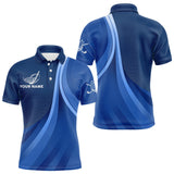 Maxcorners Mens golf polo shirts custom name Blue golf shirt, tournament golf tops for mens, golf gift LM0607