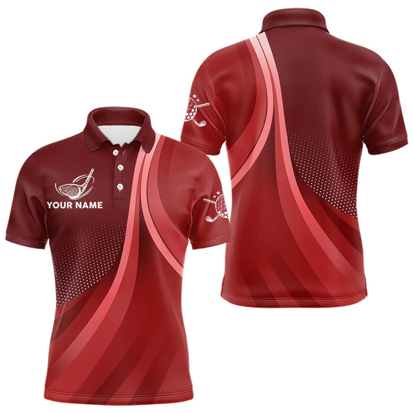 Maxcorners Mens golf polo shirts custom name Red golf shirt, tournament golf tops for mens, golf gift LM0607