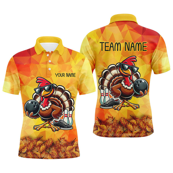 Maxcorners Funny Turkey Autumn Bowling Jersey Customized Name, Team Name 3D Shirt