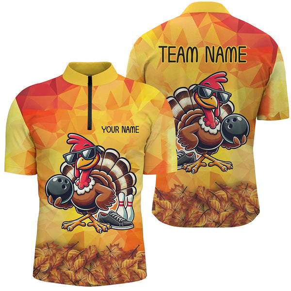 Maxcorners Funny Turkey Autumn Bowling Jersey Customized Name, Team Name 3D Shirt