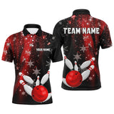 Maxcorners Red and Black Snowflake Christmas Bowling Shirts For Men Custom Bowling Team Jerseys Bowlers Outfit