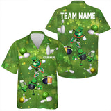 Maxcorners Funny Green Shamrock Lucky Bowling Shirts For Men And Women Custom St Patrick Day Team Bowling Jerseys