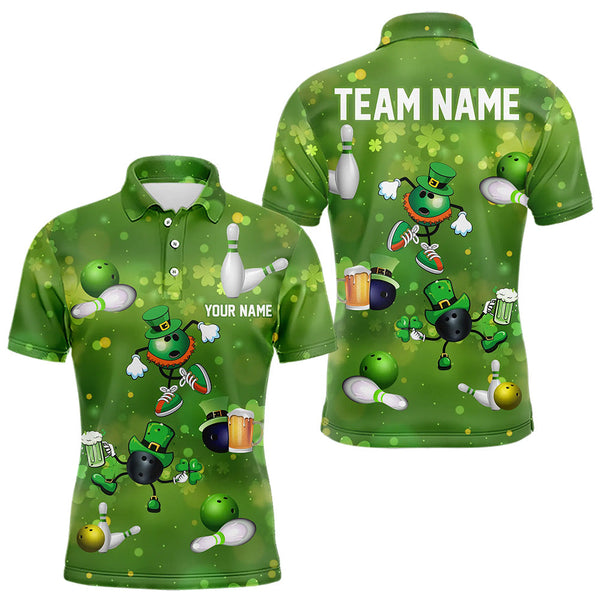 Maxcorners Funny Green Shamrock Lucky Bowling Shirts For Men And Women Custom St Patrick Day Team Bowling Jerseys