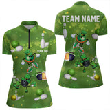 Maxcorners Funny Green Shamrock Lucky Bowling Shirts For Men And Women Custom St Patrick Day Team Bowling Jerseys