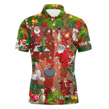 Maxcorners American Flag Santa Christmas Bowling Customized Name And Team Name 3D Shirt