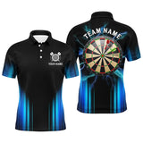 Maxcorners Black and Blue Light Dart Polo, Quarter Zip Shirt For Men Custom Dart Jerseys For Team