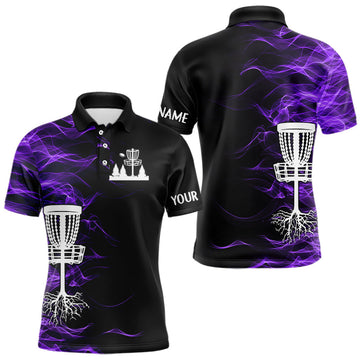 Maxcorners Purple smoke black Disc Golf Polo Shirt For Men custom team disc golf basket Mens disc golf outfits