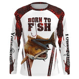 MaxCorners "Born To Fish" Redfish Fishing Red Camo Customized Name 3D Long Sleeve Shirt