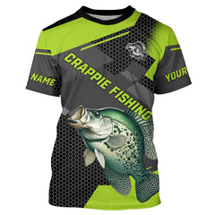 Maxcorners Personalized Crappie Fishing Jerseys, Crappie Long Sleeve Fishing Tournament Shirts | Green MT2108