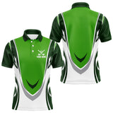 Maxcorners Green and white Mens golf polo shirts custom golf attire for men, gifts for golf lovers LM1506