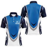 Maxcorners Blue and white Mens golf polo shirts custom golf attire for men, gifts for golf lovers LM1506