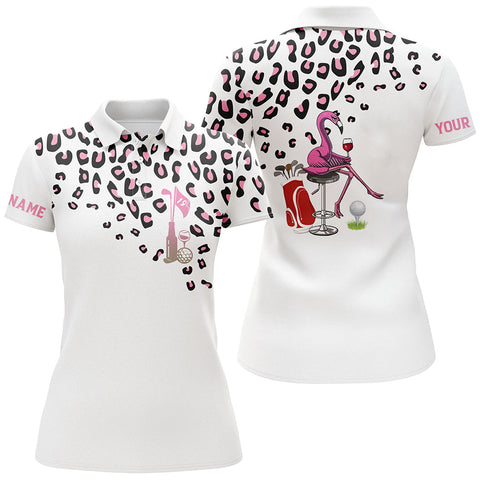 Max Corners Pink Leopard Funny Customized Name 3D Golf Polo Shirt For Women