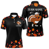 Maxcorners Funny black orange Thanksgiving pattern Golf Polo Shirt For Men custom Turkey golf tops LM0910