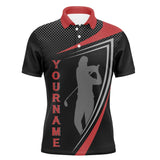 Maxcorner Customized Name Red And Black Sports Golf 3D Polo Shirt