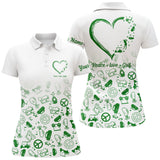 Max Corners Green Heart Peace Love Golf Customized Name 3D Golf Polo Shirt For Women