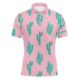 Maxcorners Personalized desert cactus pink pattern golf polo shirts custom funny cactus golf gifts