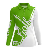 Maxcorners Green and white golf clubs Womens Golf Polo Shirts custom golf tops for women, lady golf apparel