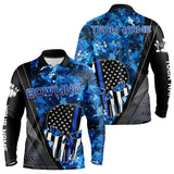 Maxcorners Black And White American Flag Skull Blue Camo Bowling Shirts For Men Custom Team Bowling Jerseys 