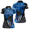 Maxcorners Black And White American Flag Skull Blue Camo Bowling Shirts For Men Custom Team Bowling Jerseys 
