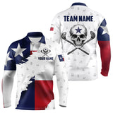 Maxcorners Texas Flag Golf Clubs Skull Golf Camo Men golf polo shirts Custom Patriotic Golf Team Jerseys