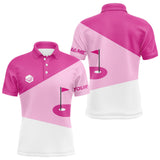 Maxcorners Mens golf polo shirts custom pink and white golf apparel for men, golfing gifts MT0708