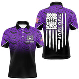 Maxcorners Purple Halloween pattern Custom American flag patriotic Bowling shirt for men, Bowling team jersey MT0708