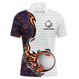 Maxcorners Pumpkin bats Halloween pattern flame golf ball Men golf polo shirts custom Halloween golf shirts