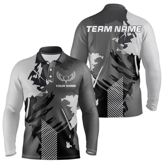 Maxcorners Personalized Gray camo Golf polo shirts for men custom camo golf shirts, unique golf gifts