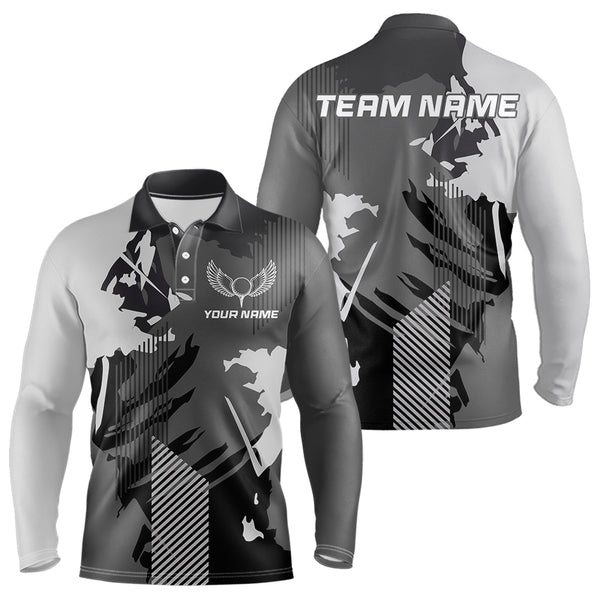 Maxcorners Personalized Gray camo Golf polo shirts for men custom camo golf shirts, unique golf gifts