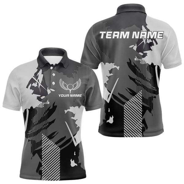Maxcorners Personalized Gray camo Golf polo shirts for men custom camo golf shirts, unique golf gifts