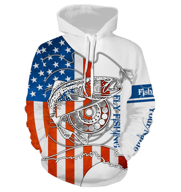 Maxcorners Trouts fly fishing American flag patriotic Custom name fishing jerseys | Hoodie - LM0501