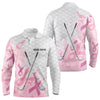 Maxcorners Breast cancer Mens golf polo shirts custom Pink ribbon pattern golf clubs team golf tops for men LM1008