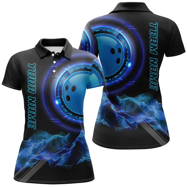 Maxcorners Blue Bowling Shirts Personalized Bowling Team Jersey Custom Bowling Polo & Quarter-Zip Shirts